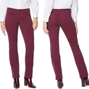 NYDJ Marilyn Straight Jeans in Deep Merlot NWT Lift Tuck Technology Size 8p